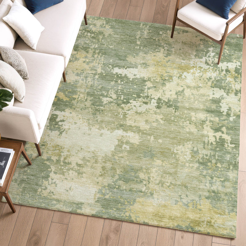 Premium Machine Washable Mayfield AMF2142 abstract Rug, 8' x 10', Aloe