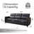 Azem 85.4'' Faux Leather Round Arms Sofa-1109267138