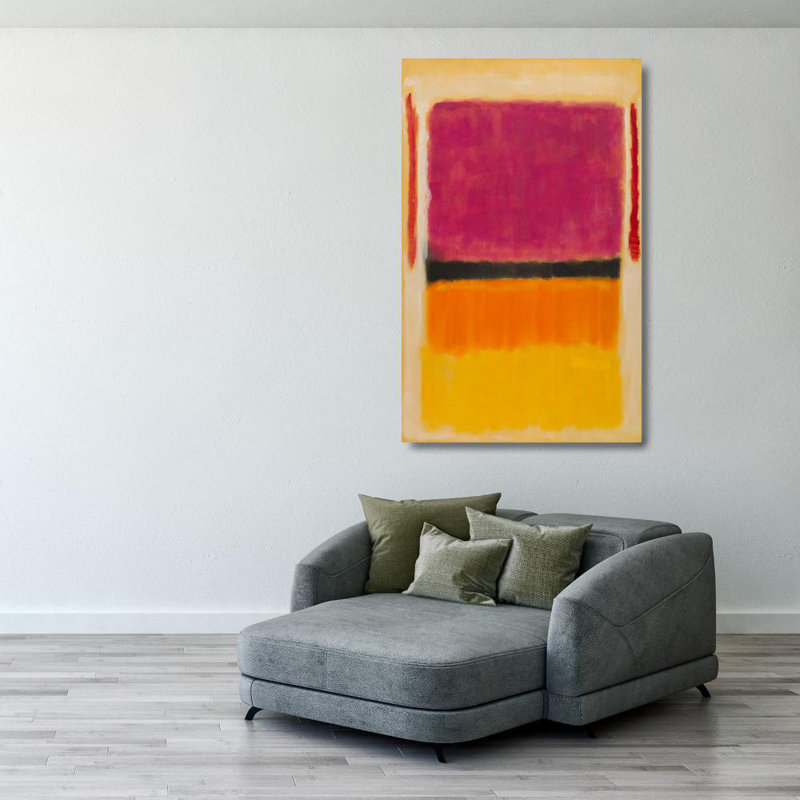 Sans titre (violet, noir, orange, jaune sur blanc et rouge), 1949, H 40 po x l 25 po