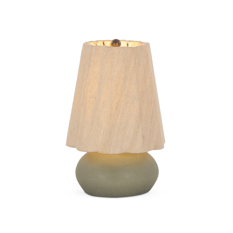 Posie Table Lamp-Tan Speckled Ceramic, Matte Sage