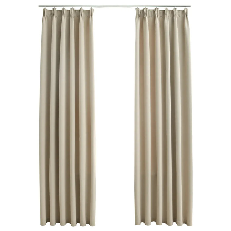 Chol Blackout Curtain Pair, Width 140 x Drop 245cm, Beige