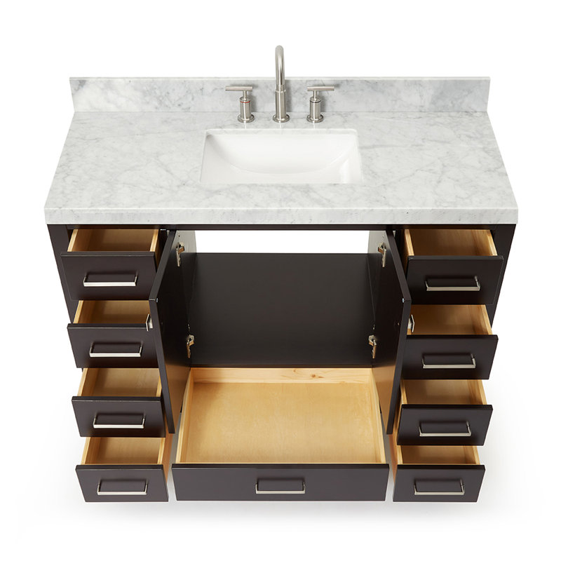Cambridge Single Bathroom Vanity with Carrara Marble Top, Espresso