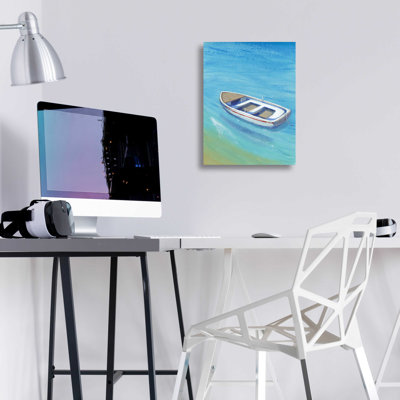 «Anchored Dingy I» par Tim O'Toole, art mural en verre acrylique