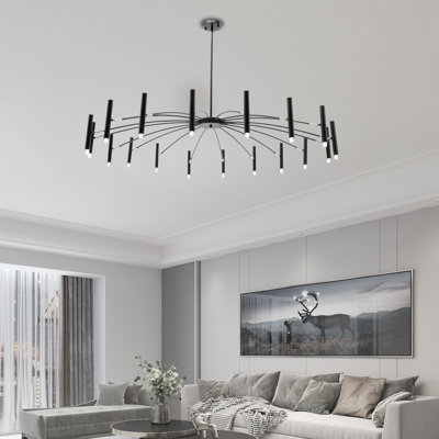 57In Black Flower-Shape Branch Chandelier Metal Pendant