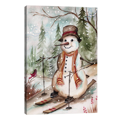 Country Snowman IV - Wrapped Canvas Print