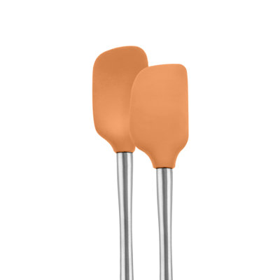 Tovolo Flex-Core Mini Silicone Spatula and Spoonula Set of 2 with Stainless Steel Handles, Apricot