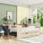Two Drawers Wood Platform Bed with Storage Shelves and Charging Station-106813622-106813620