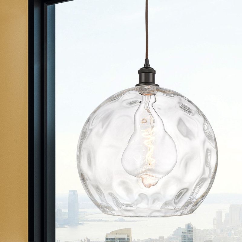 Luminaire suspendu sphère 1 lumière Roxane, Ampoule non incluse, H 16,88 po x l 13,75 po x P 13,75 po, Bronze huilé