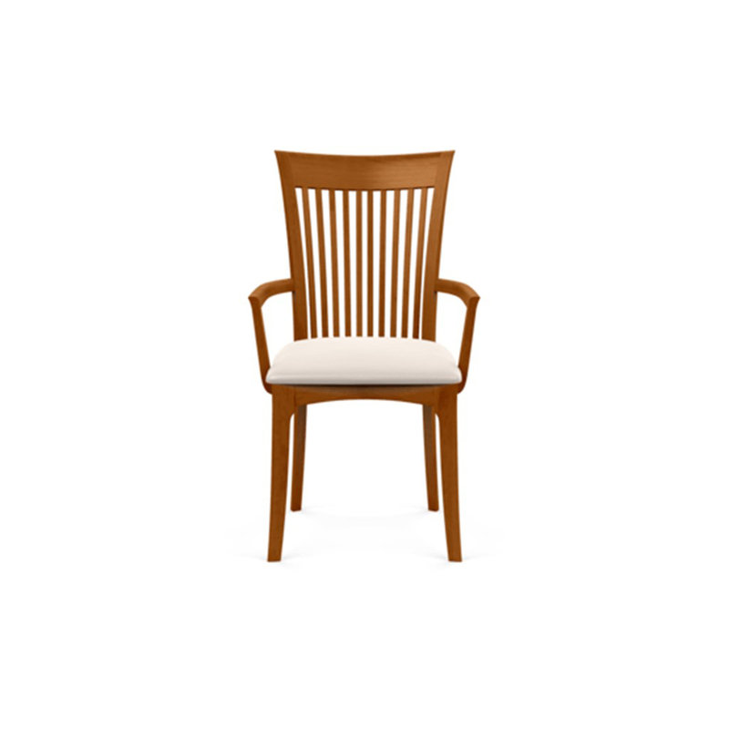 Sarah 19.25'' H Upholstered Armchair, White Leather, Autumn Cherry