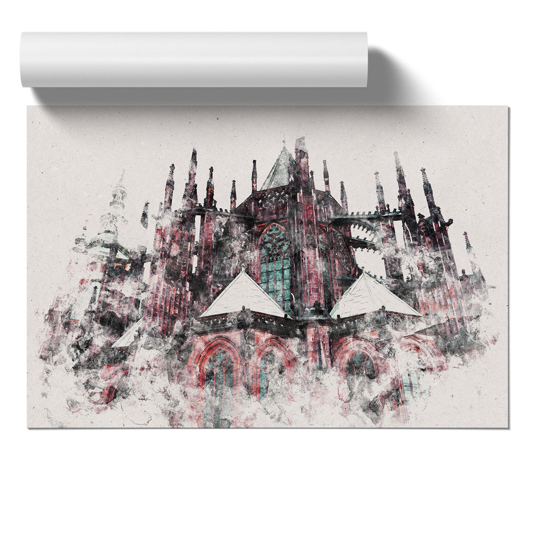 Prague Castle in the Czech Republic Watercolour - Frameless Print