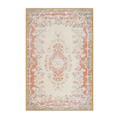 Tapis contemporain ivoire / orange clair