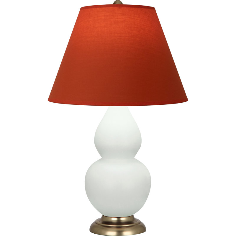 Petite lampe d'appoint à double gourde, Vert clair / laiton, H 22,75 po x l 6 po x P 15 po, Tangerine / doublure taupe