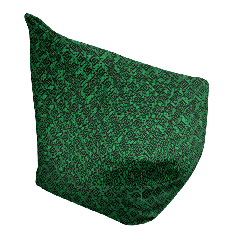 Labyrinthe carré Leffel, H 38 po x l 42 po x P 29 po, Housse de pouf, Noir / vert forêt