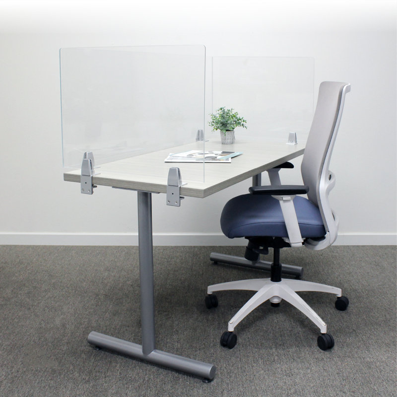 Paravent en acrylique fixé au bureau, H 18 po x l 42 po x p 0,63 po, Claires, En aluminium