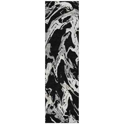 Lani Black Washable Indoor-Outdoor Rug - 