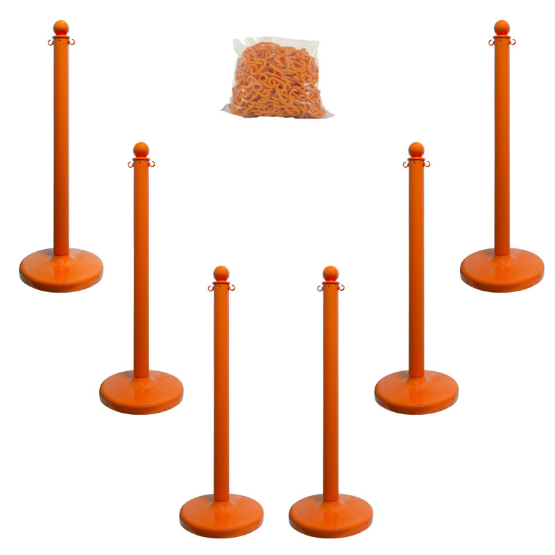 Ensemble de 6 poteaux de chandelier, Orange sécurité