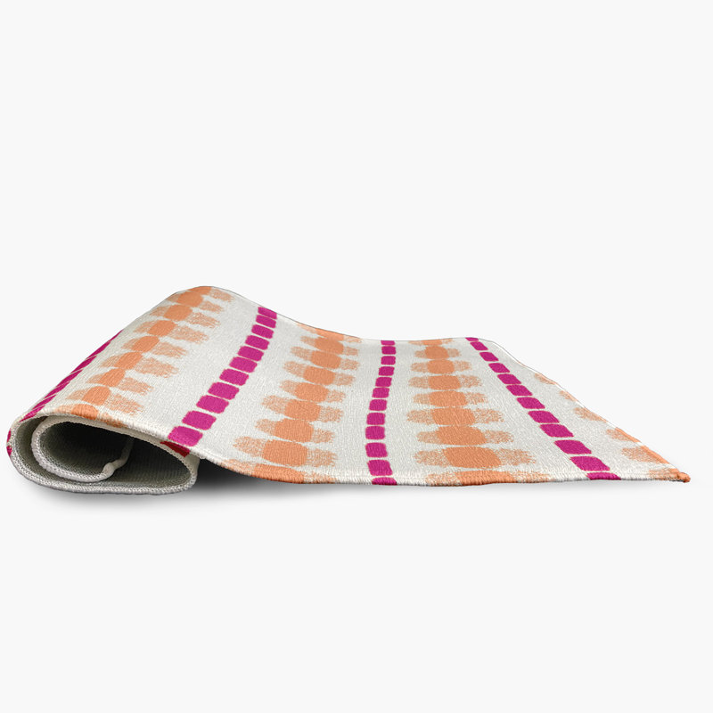 Tapis mauve / orange en chenille tissé à la machine Ludde, Rectangle 2 pi x 3 pi