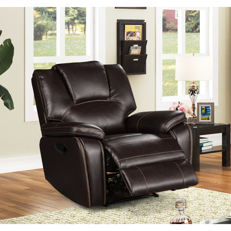 Dark Brown Breathable Air Leather Manual Reclining Chair