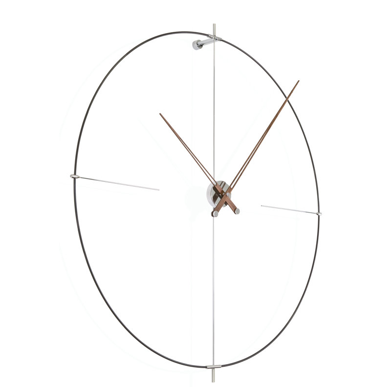 Bilbao Metal Analog Wall Clock, Black/Walnut