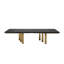 Table de salle à manger extensible Bravo avec 2 feuilles, plateau noir mat et base or mat-1295875595-1295875596