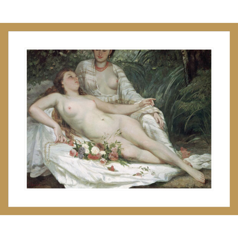 «Bathers or Two Nude Women» par Gustave Courbet, impression giclée encadrée, H 23,5 po x l 29,09 po