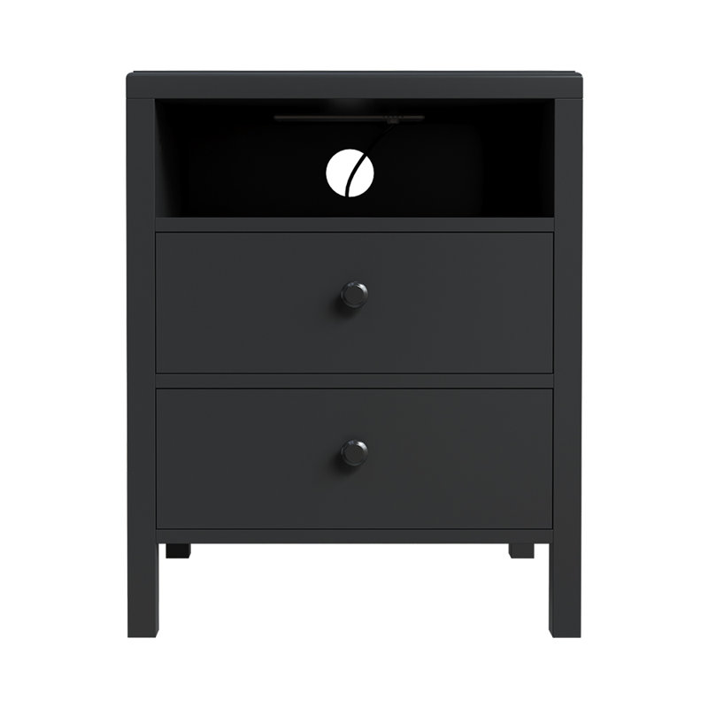 48cm W Bedside Table, Black