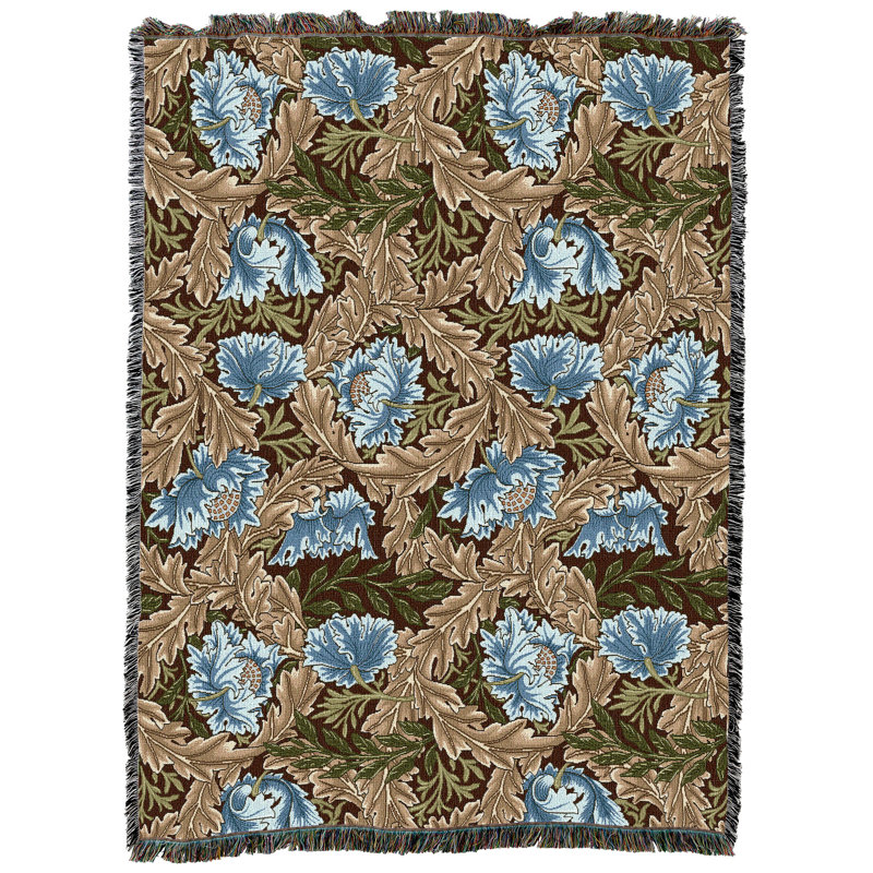 Jeté de couronne Pure Country Weavers William Morris - Artisanat d'art - Jeté en coton tissé à la main, L 72 po x L 54 po