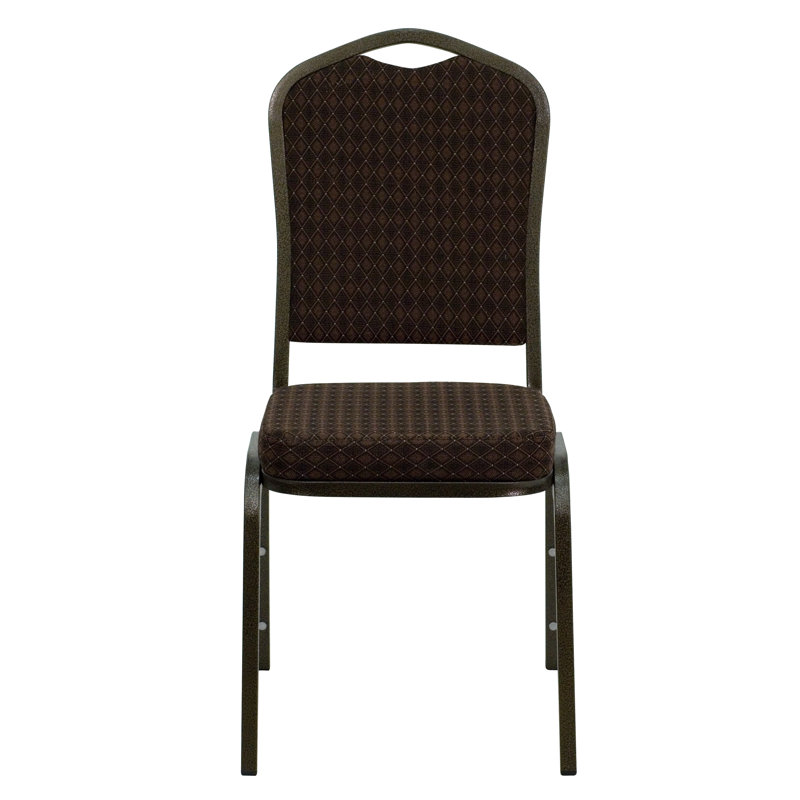 Chaise de banquet empilable Oliverson, Cadre noir, Tissu café, 4