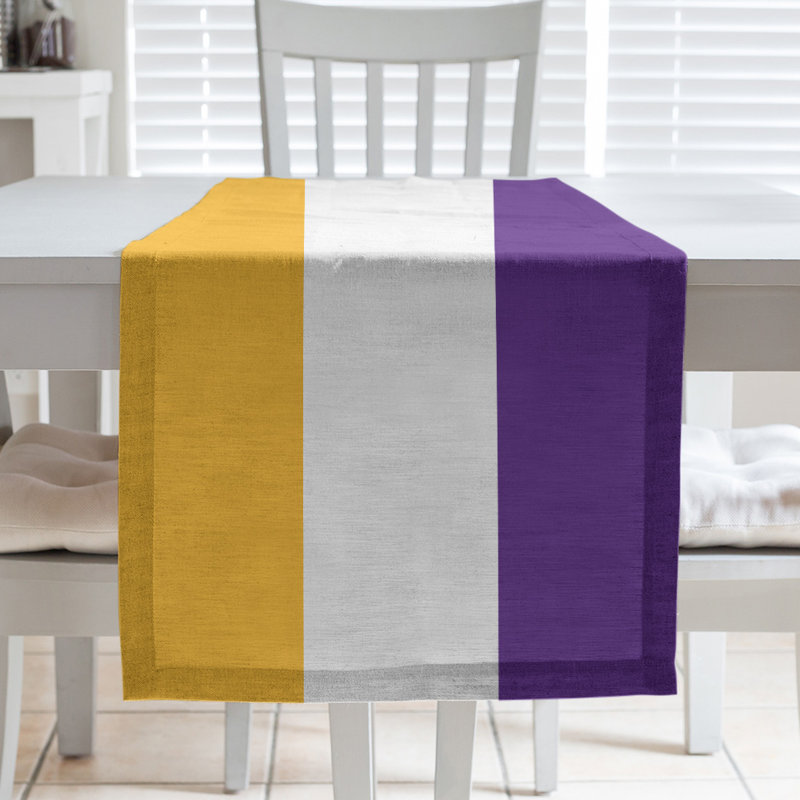 Los Angeles LA Basketball Table Runner, Gold/White/Purple, 90" L x 16" W, Poly Twill
