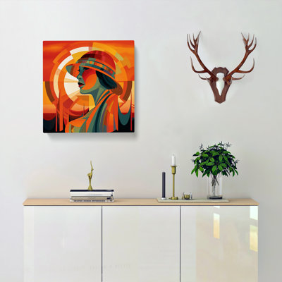 Art Deco Sunset Expressionism No.2 - Wrapped Canvas - Framed Print