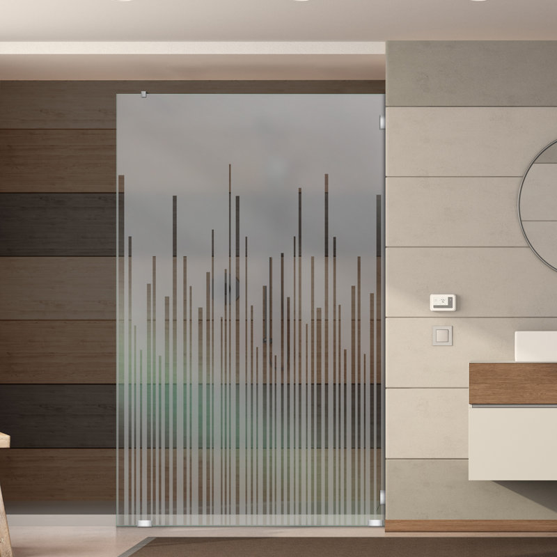 Écran de douche en verre trempé sans cadre avec effet givré permanent l 33-1 / 2 po x H 75 po