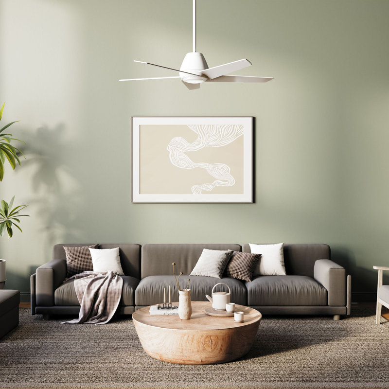 Gust Collection 54" Five Blade Ceiling Fan, White with White Blades