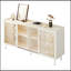Buffet Sicotas Mid-Century avec portes coulissantes rustiques, armoire en bois massif pour le salon et rangement pour meuble télé