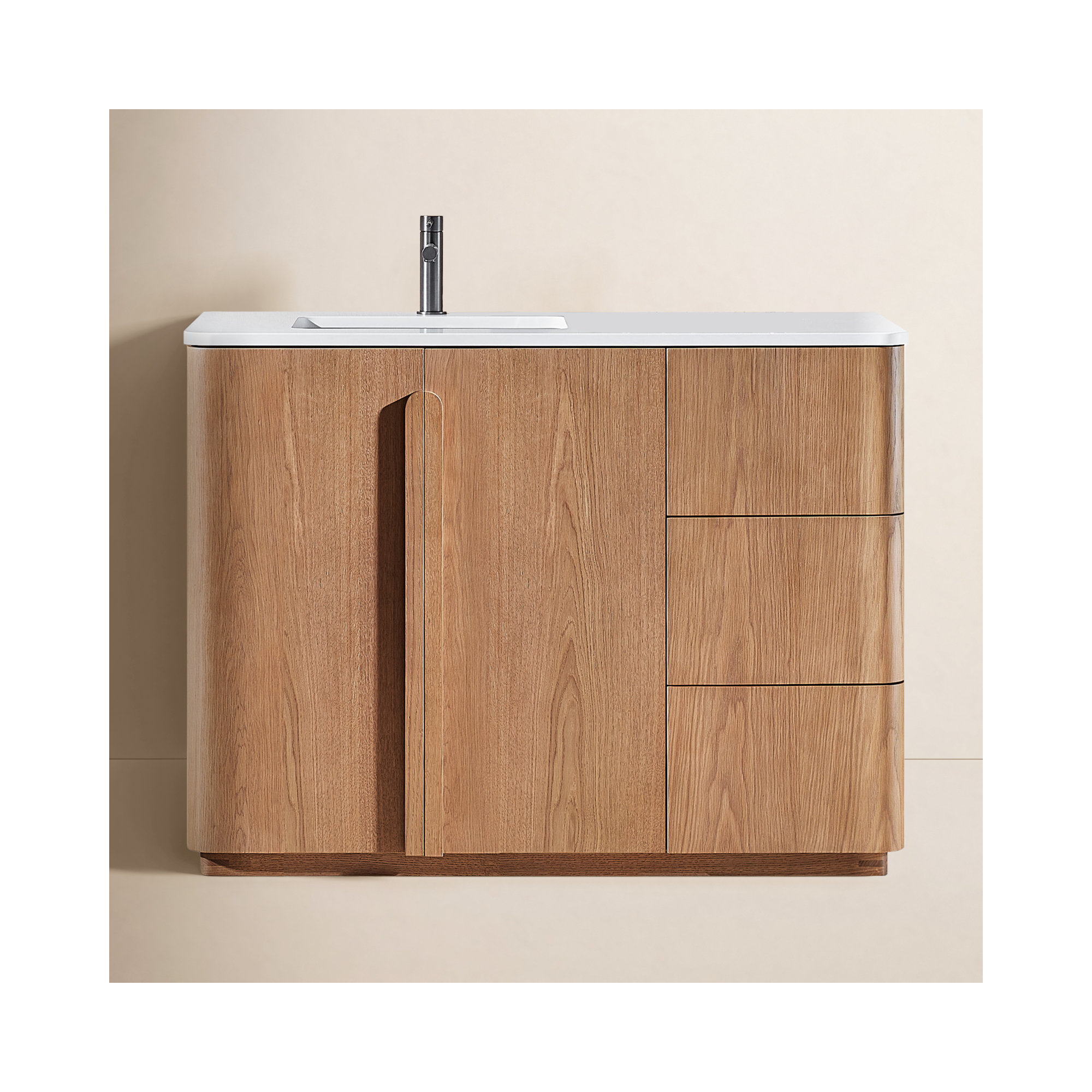 Greely 48" Teak Single Sink Bathroom Vanity with Quartz Top, Natural Teak