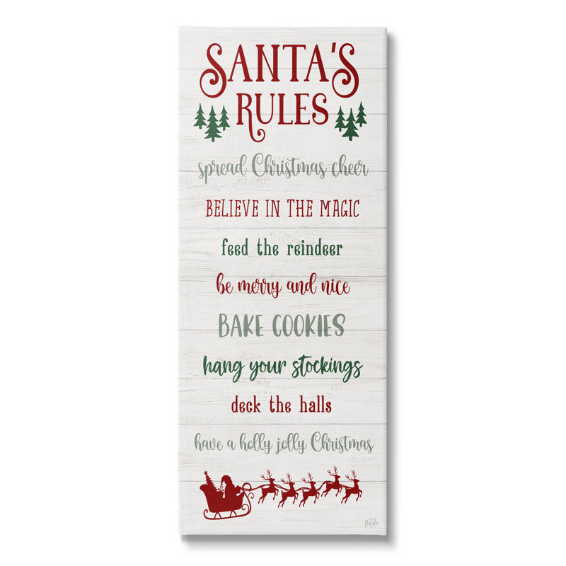«Santa's Rules Holiday on Canvas» par Natalie Carpentieri, art textuel, H 24 po x l 10 po x P 1,5 po