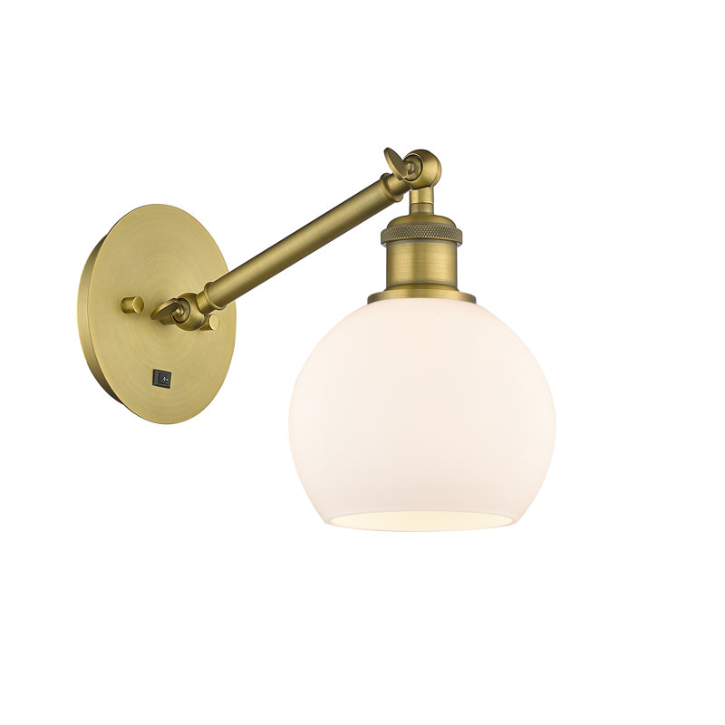 Shauna Armed Sconce, Matte White, LED, Brushed Brass