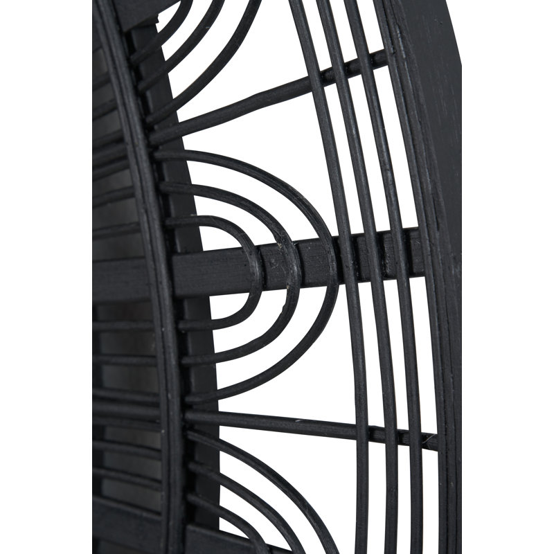 Bamboo / Rattan Round Wall Mirror, Black