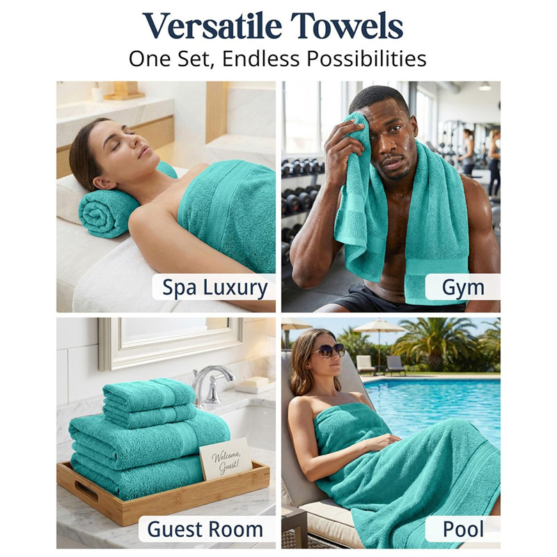 Ensemble de 16 serviettes 100% coton 16 pièces, serviettes de bain absorbantes à séchage rapide pour un usage domestique