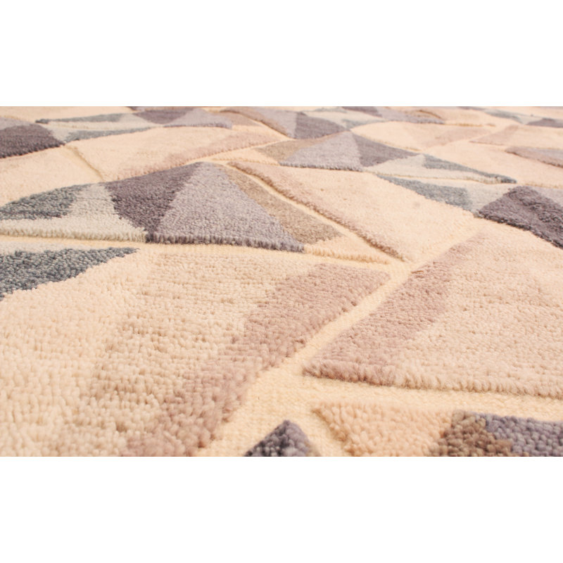 Hand Knotted Wool Geometric Area Rug, Rectangle 12' x 16'
