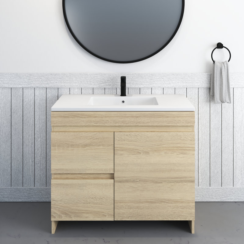 Waelyn 36'' Single Bathroom Vanity with Acrylic Top, White Oak