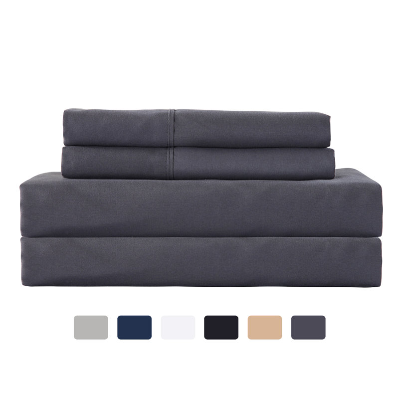 Full Dark Grey Microfiber Deep Pocket Bed Sheet Set