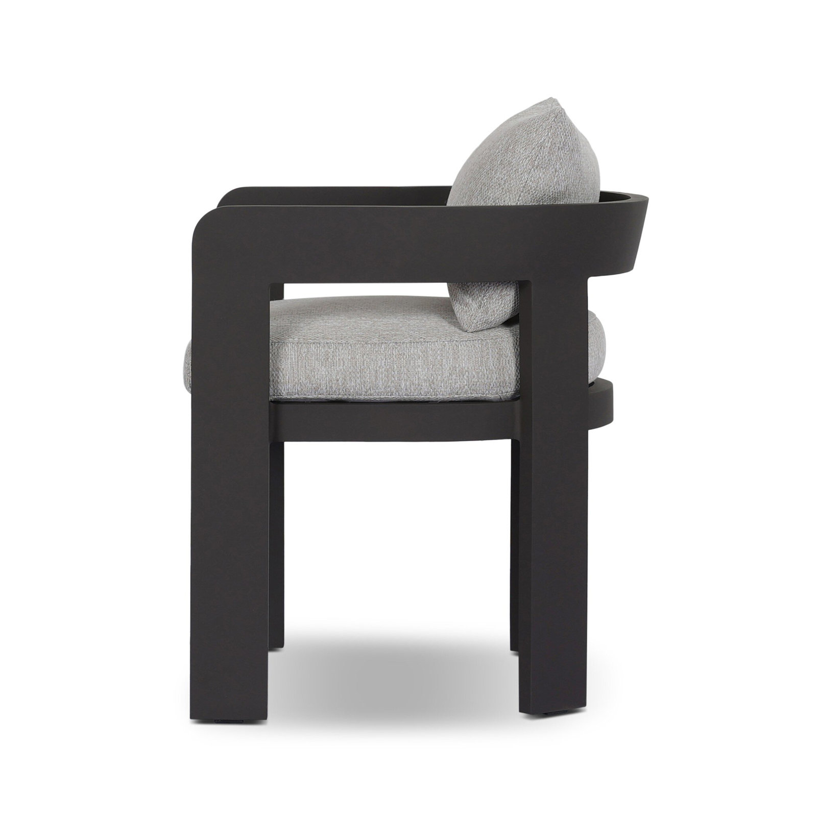 Fika Premium All-Weather Wicker Outdoor Dining Armchair with Cushion, Concha Fog/Dark Gray