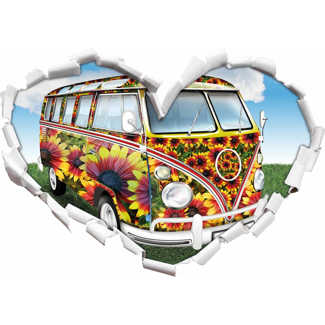 Wandtattoo Kult 60´s Flower Power Hippie Bus