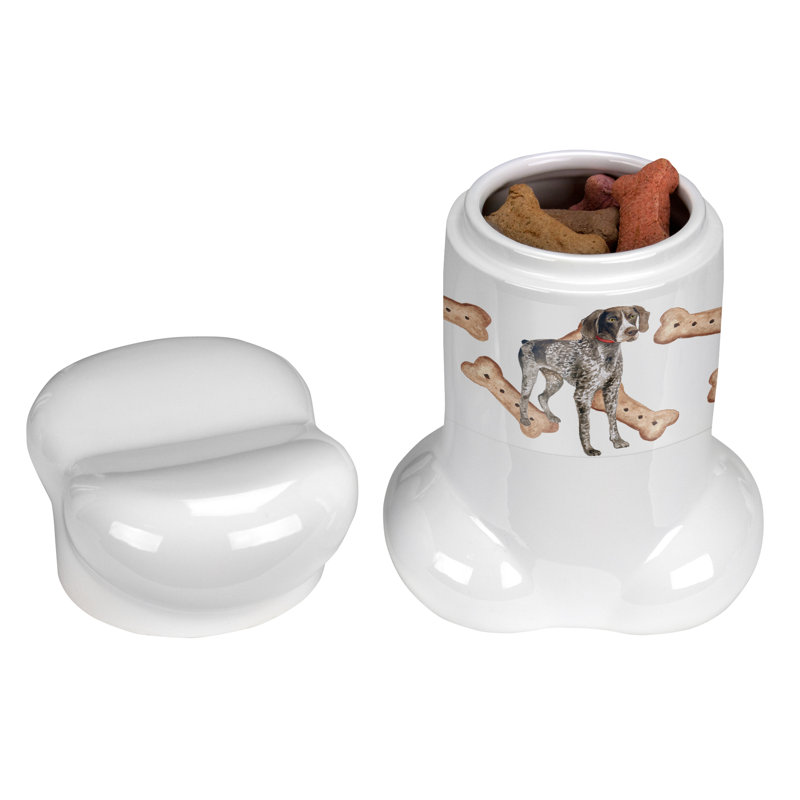 Brown and White Ceramic Treat Jar With Lid