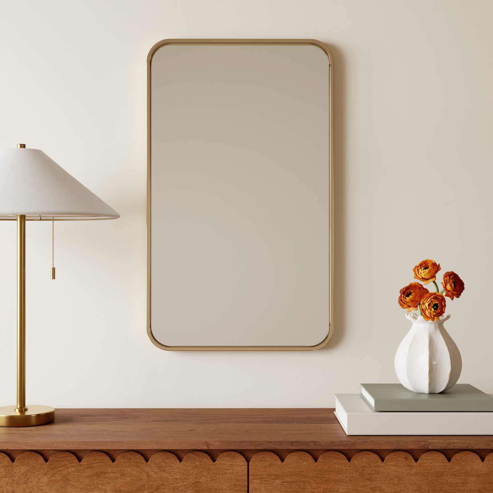 Sabine Accent Mirror, Brass, 30'' H x 18'' W