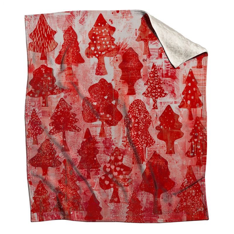 Red Christmas Trees Blankets, 60in W x 80in H