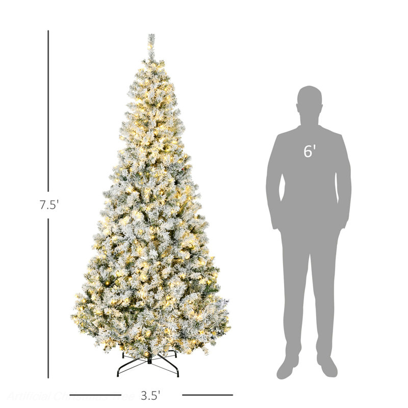 Arbre de Noël artificiel pré-éclairé avec 1188 branches enneigées et 500 lumières DEL