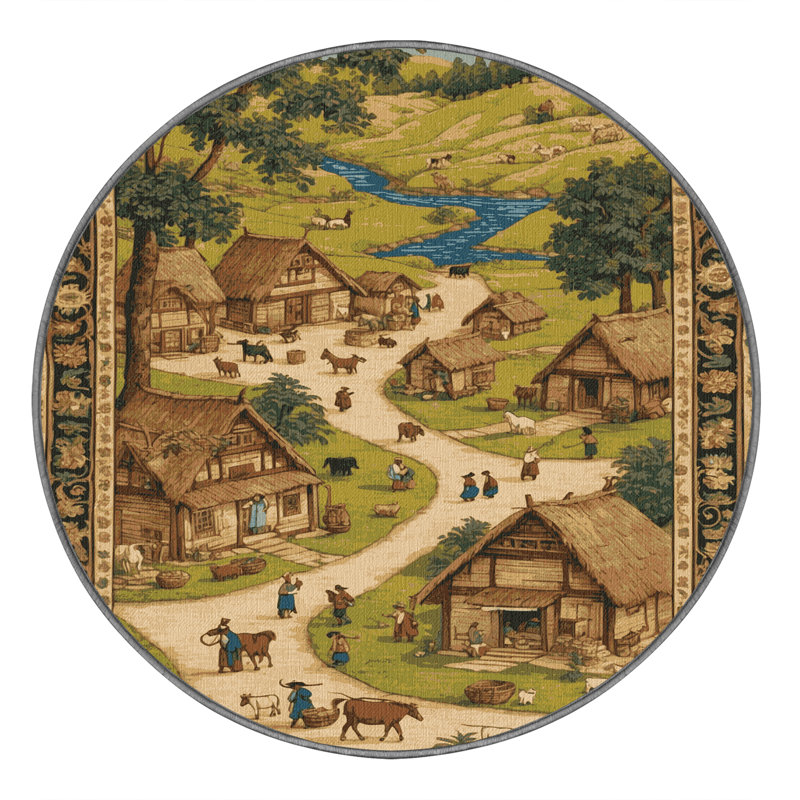 Tapis brun lavable à la machine, Rond 8 pi