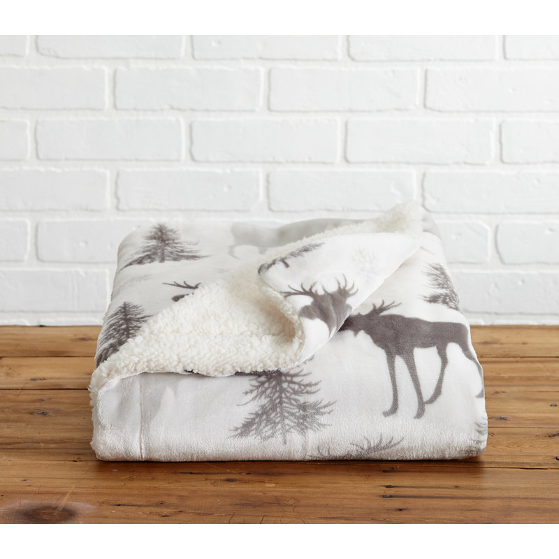 Ultra Soft Printed Plush Sherpa Reversible Blanket, 4.9