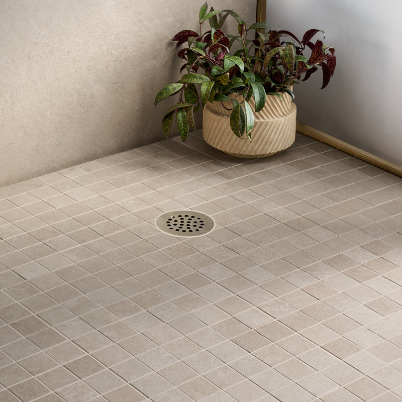 Terrace 11.81 In. X 11.81 In. Matte Porcelain Mosaic Floor And Wall Tile (8.64 Sq. Ft. / Case), Cream Beige